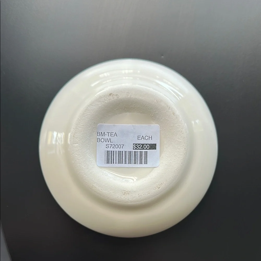Ceramic Tea Bowl with Blue Bird Design